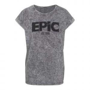Women’s Acid Wash Crop Sleeve T-Shirt – Dark Grey